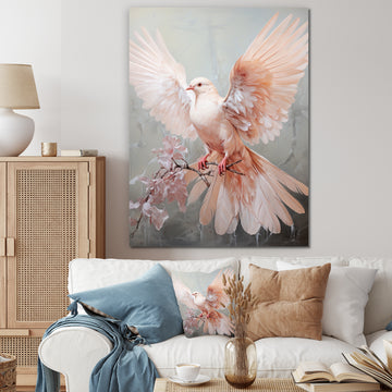 Pink Dove Winged Messenger - Dove Bedroom Wall Art